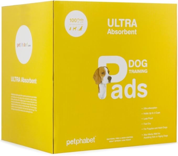 Petphabet Dog Pads - 100 Count, 23" x 24" Puppy Training Pads
