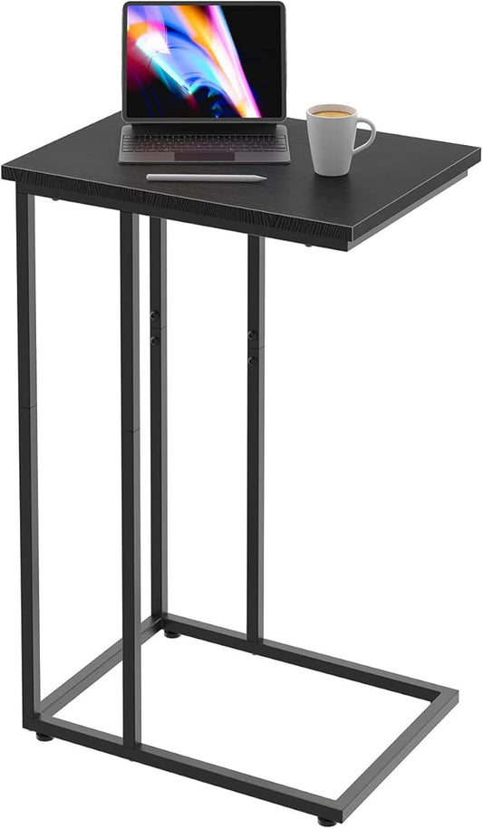 Innerjoin C Shaped End Table, C Side Table for Sofa, Couch and Bed, Tv Tray Table fits Small Space, Living Room Bedroom, Black