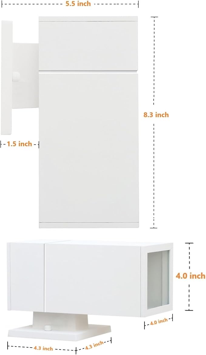 Outdoor Sconce, Exterior Light Fixture - ETL Listed, Aluminum Anti-Rust Waterproof Wall Mount Rectangular Design – 1-Direction Up or Down Wall Lantern Light Fixture for Porch, Garage or Patio