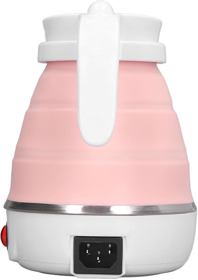 Folding Electric Kettle, US Plug 110V 400W Collapsible Hot Water Kettle with Detachable Power Cord for Desktop (Pink)