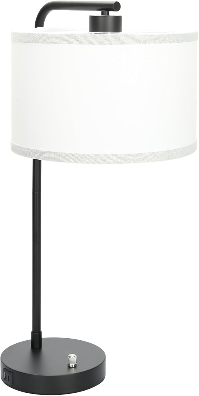 Seaside village Table Lamp for Bedroom with USB C+A Ports, Fully Stepless Dimmable Farmhouse Bedside Lamp Nightstand Light, Tall Reading Desk Lamp for Living Room, Office, 9W LED Bulb Included