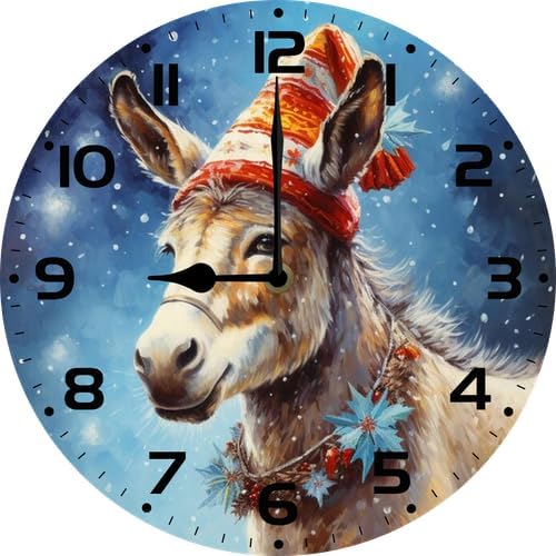 Donkey Wall Clock Large Silent Non-Ticking Battery Operated Modern Clocks for Living Room Decor/Bedroom/Office (10x10 in)