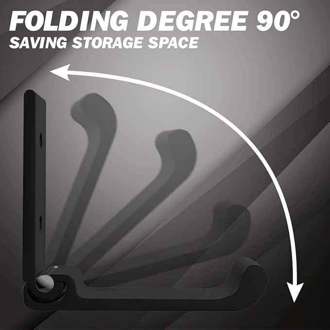 6Pcs 3'' Folding Coat Hooks Black Foldable Hooks Aluminum Alloy Wall Hooks Headphones Holder Wall Mounted with 12pcs Screws Set for Hanging Coats, Bags, Hat, Towel, Keys