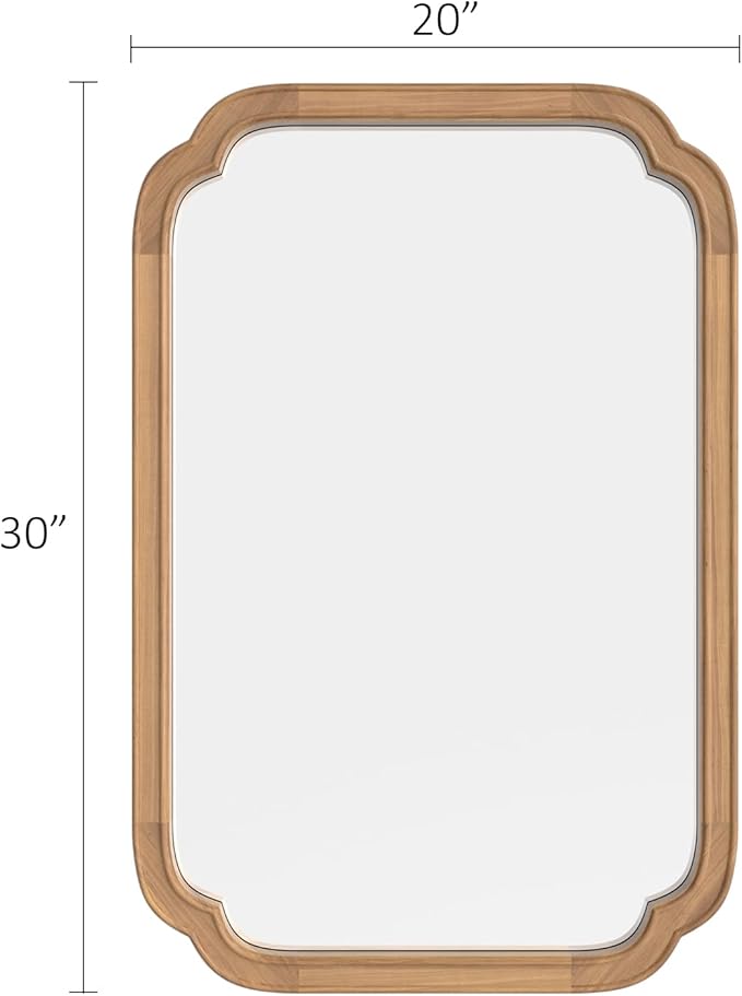 HOMECOOKIN Wood Bathroom Mirrors for Wall Mounted, 20" x 30" Rustic Wood Frame Wall Mirrors Decorative for Living Room or Bedroom Vanity Mirror (DH) A