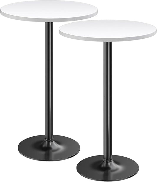 Homall Round Dining Table Bistro Pub 23.8 x 39.5 Inches Bar Table for Kitchen, Dining Room (2, White-Black)