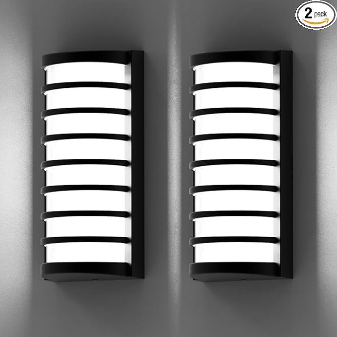 Sytmhoe Modern Outdoor Wall Lights 2Packs, 6000k Cool White LED Exterior Light Fixtures,Porch Led Wall Lamps,Porch&Patio Light for House,IP65 Waterproof for Garage Hallway Stairs Gardens(2packs)