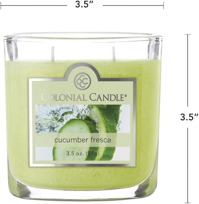 Colonial Candle Cucumber Fresca Scented Jar Candle, 2 Wick, 3.5 oz, Mottled Wax Candle