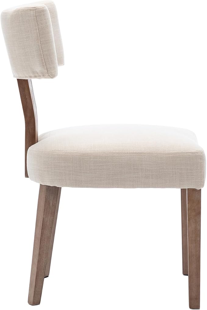 Dining Chairs Set of 2, Upholstered Kitchen Chairs with Mid Back, Modern Recycled Polyester Dining Room Chairs Modern Wood Chairs for Living Room/Home Office/Reception
