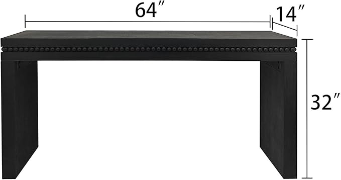 Console Table for Living Room, Long Sofa Table Behind Couch with Real Wood Beads Decoration, Retro Entryway Table for Hallway Foyer (64 Inch, Antique Black)