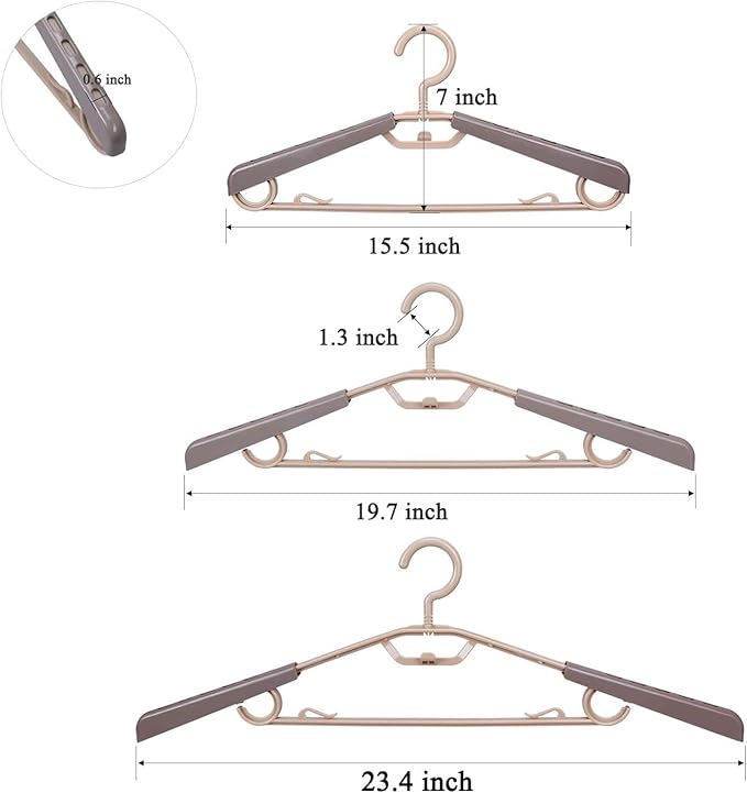 12-Pack Heavy Duty Plastic Extra-Wide Arm 15"-23" Suits Clothes Hangers with Swivel Hooks,Perfect for Coat,Jacket,Dress,Shirt,Trousers or Closet Space Saving,Grey&Tan