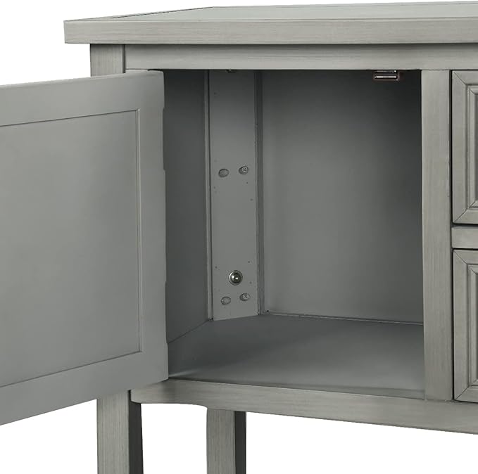 Farmhouse Vintage Console Table Sofa Table with 4 Drawers and Bottom Shelf, Solid Wood Buffet Sideboard Storage Cabinet for Entryway Living Room Kitchen Dining Room (Antique Gray)