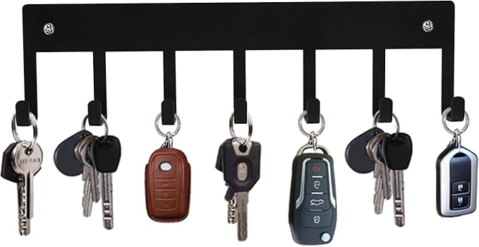 Myartte Key Holder Key Hooks Wall Decorative Zinc Alloy Key Organizer Rack with Screws and Sticker for Entryway, Kitchen, Bedroom, Organize Car Keys, House Keys, Small Accessories and Jewelry
