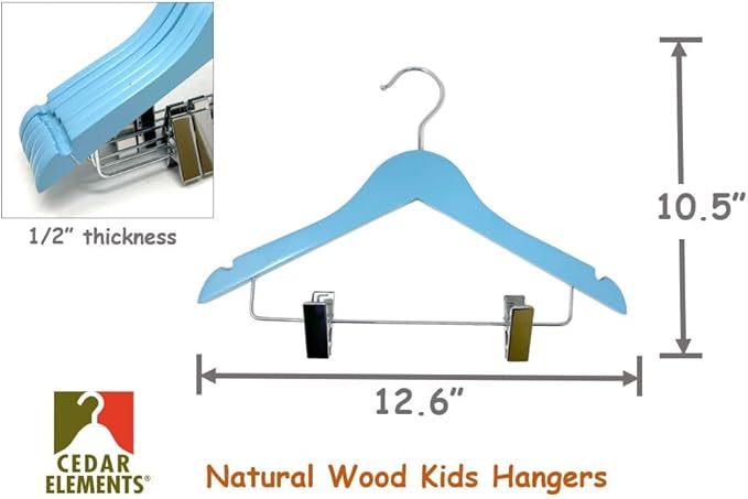 Kids Hangers with Metal Clips Pant Bar 4T-10 (Air Blue)