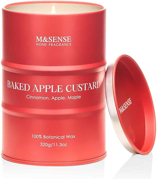 M&SENSE Baked Apple Scented Candles Christmas Decor,Natural Non Toxic,Christmas Candle for Stress Relief Meditation Relaxing, Housewarming Gifts for Women Men, 11.3oz 70 Hour Long Burning