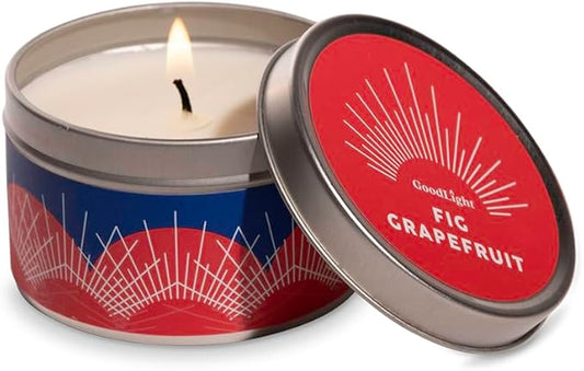 GoodLight Paraffin-Free Scented Candle, Tin Candles, Birthday Gifts for Women & Men, 30-Hour Burn Time (Fig Grapefruit, 6 oz)