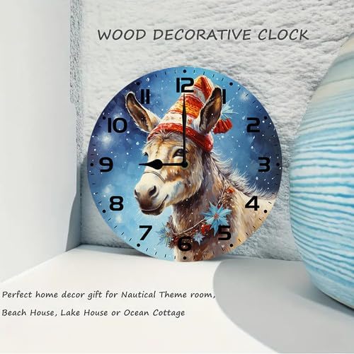 Donkey Wall Clock Large Silent Non-Ticking Battery Operated Modern Clocks for Living Room Decor/Bedroom/Office (10x10 in)