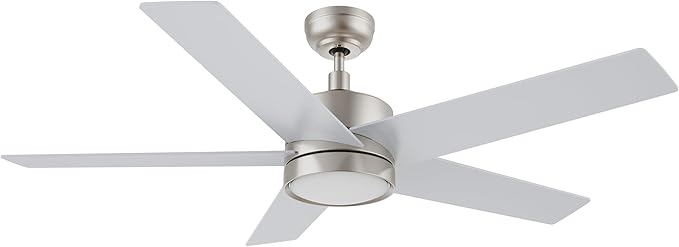 CEME 52" Ceiling Fan with Light Low Profile, DC 5 Speeds Silent Ceiling Fan with Remote, 3 Light Colors Dimmable LED, for Bedroom Room, Silver