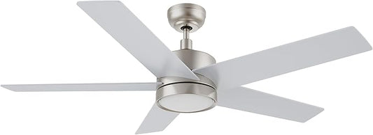 CEME 52" Ceiling Fan with Light Low Profile, DC 5 Speeds Silent Ceiling Fan with Remote, 3 Light Colors Dimmable LED, for Bedroom Room, Silver