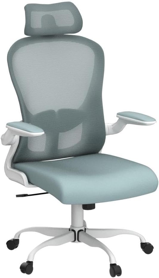 Office Chair, High Back Ergonomic Desk Chair, Breathable Mesh Desk Chair with Adjustable Lumbar Support and Headrest, Swivel Task Chair with flip-up Armrests, Executive Chair for Home Office