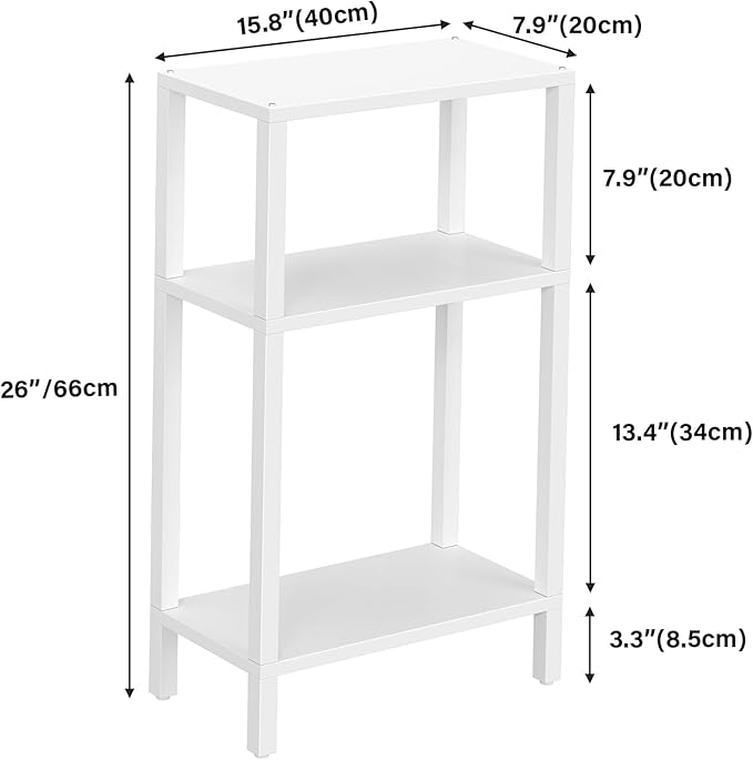 TUTOTAK Small Side Table, Narrow End Table, Skinny Sofa Table, Slim Nightstand, Couch Table, Living Room, Bed Room, White TB01BW077