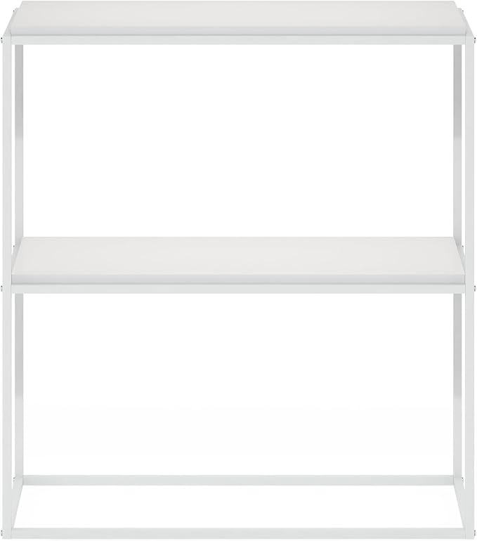 Furinno Moretti Modern Lifestyle Wide Stackable Shelf, 2-Tier, Solid White/White