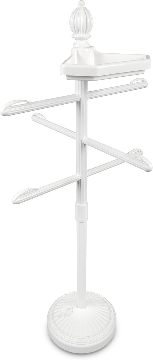 O2COOL Pool & Spa Valet, Adjustable Pool & Patio Towel Holder with Weighted Base, Outdoor Towel Bar, Poolside Table, White