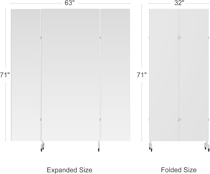 brisafe Full Length Mirror with 360° Wheels, 63"x71" Foldable Floor Mirror with Nano-Tech Shatterproof Film - Ultra-Large Mobile Mirror for Home Gym, Dance Studio & Commercial Spaces (Black)