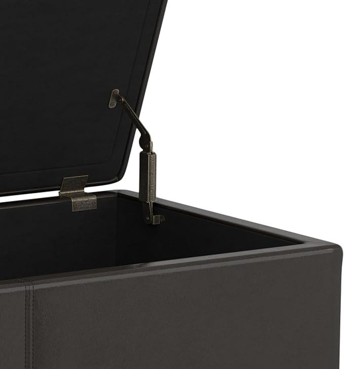 SIMPLIHOME Avalon 54 inch Wide Contemporary Rectangle Extra Large Storage Ottoman Bench in Tanners Brown Vegan Faux Leather, Assembled, for the Living Room, Entryway and Family Room