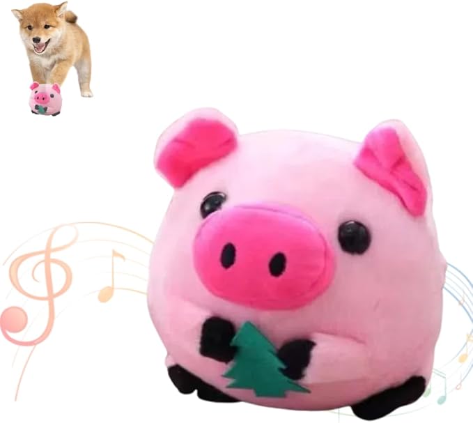 Active Moving Plush Toys, New Upgraded Interactive Squeaky Toys for Small to Medium Dogs, Bouncing Washable Pink Pig