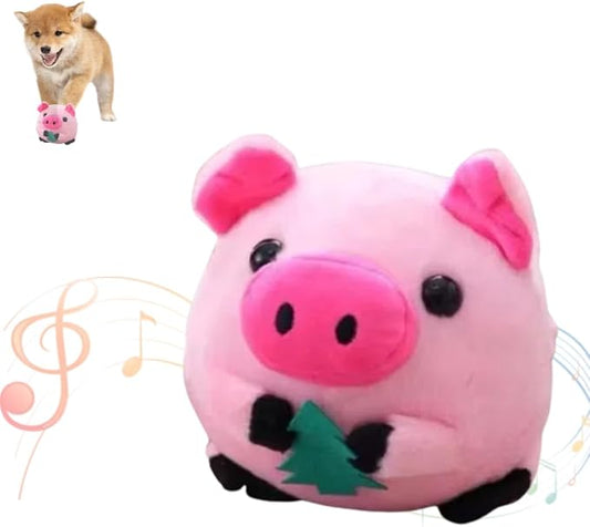 Active Moving Plush Toys, New Upgraded Interactive Squeaky Toys for Small to Medium Dogs, Bouncing Washable Pink Pig