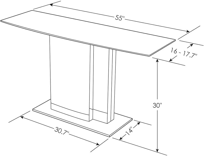 ZURI Furniture Modern Tulare Console Table with Marble Top and Polished Stainless Steel Base