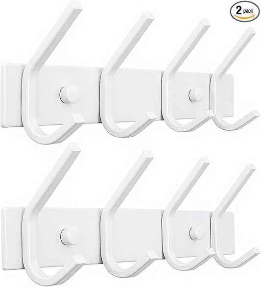 FANYITY 2 Pack Coat Rack Wall Mount, Coat Hooks for Wall, Entryway Coat Hanger Wall Mounted with 4 Double Dual Hooks for Purse Jacket Hat