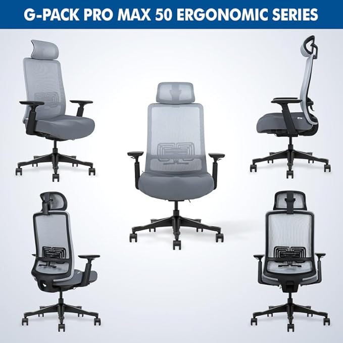 Mesh Office Chair with Headrest – Ergonomic Office Chair with Lumbar Support, Adjustable 3D Arms & Soft Seat – Holds Up to 330lbs (Black)