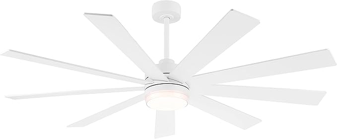 64" Ceiling Fan with Light White, 6-Speed Remote Control, Reversible DC Motor, Modern 9 Blades with 4.5"/12" Downrods for Home or Commercial, Living Room/Restaurant