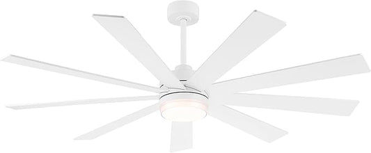 64" Ceiling Fan with Light White, 6-Speed Remote Control, Reversible DC Motor, Modern 9 Blades with 4.5"/12" Downrods for Home or Commercial, Living Room/Restaurant
