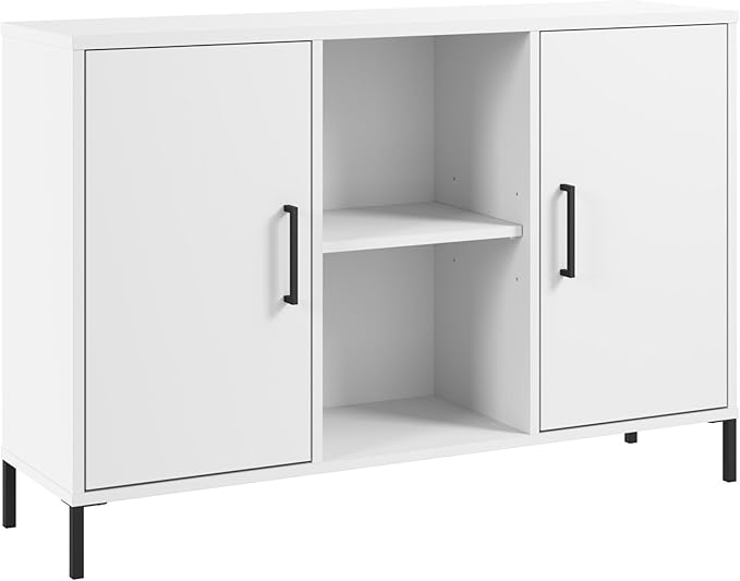 Bush Furniture Essence Accent Cabinet with Doors in White | Organizers and Shelves for Home Office Workspace, Living Room, Entryway, Bedroom, and Mudroom