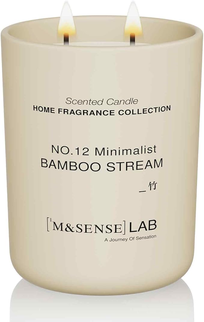 M&SENSE Natural Soy Candle| Bamboo Stream | 16.6 oz, 95H Burn | Minimalist Christmas Scented Candle for Relaxation, Gifting, Home Décor | for Bedroom, Office, Party Large