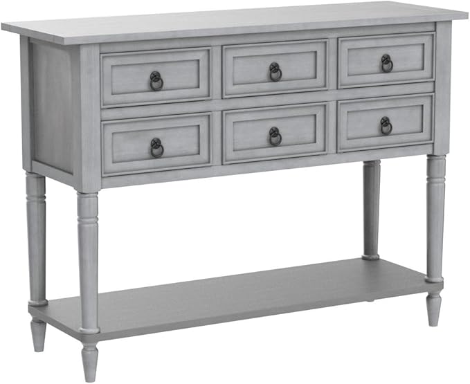 Farmhouse Vintage Console Table Sofa Table with 4 Drawers and Bottom Shelf, Solid Wood Buffet Sideboard Storage Cabinet for Entryway Living Room Kitchen Dining Room (Antique Gray)