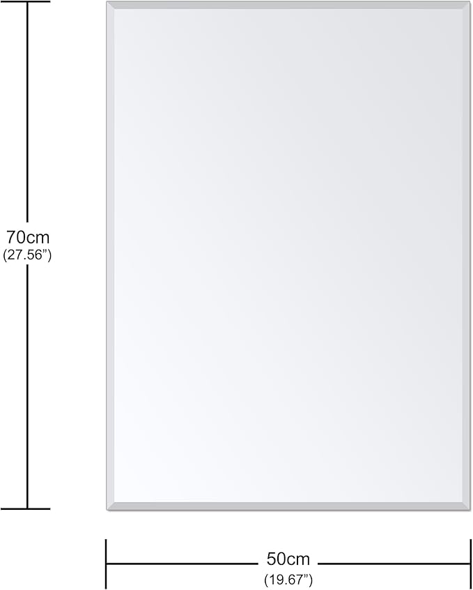 Ruomeng Wall Mirror Beveled Edge Frameless Mirror 20” x 28“ Wall Mounted Mirror for Bathroom Vanity and Entryway