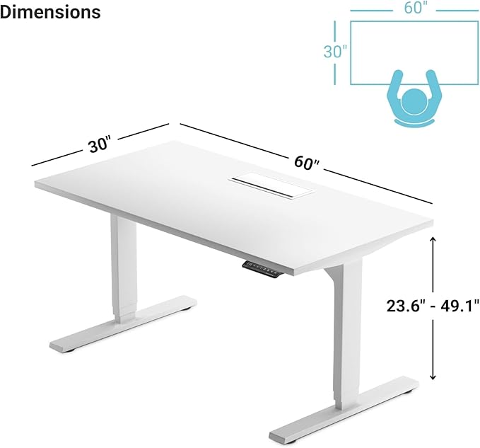 Progressive Desk Standing Desk 60x30. Dual Motor, 3 Stages Height Adjustable Stand up desks for Home Office, 60 inch -Grey Oak, Grey Frame