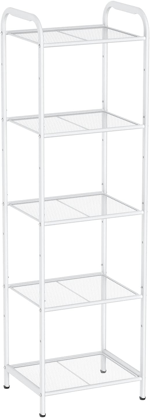 MAX Houser Storage Rack with Shelf,Industrial Style Extendable Plant Stand, Standing Shelf Units for Kitchen, Bathroom, Office,Living Room, Balcony, Kitchen (White, 5 Tier)