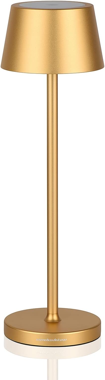 Cordless Table Lamp Rechargeable,with Touch Dimming and IP54 Waterproof Function Desk Lamp,Suitable for Indoor and Outdoor Lighting Gold