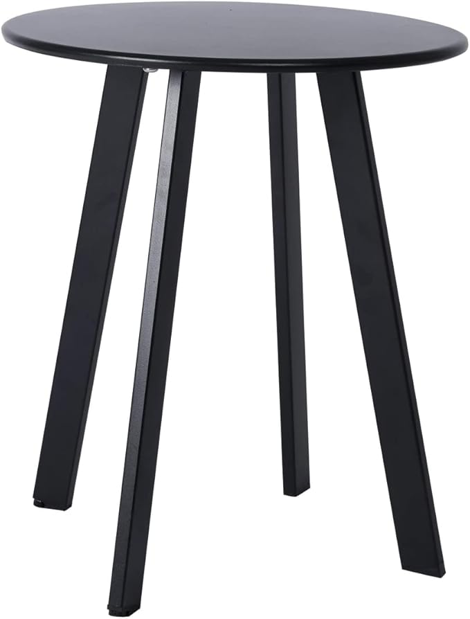 Outdoor Patio Coffee Table Set of 2, Weather Resistant End Table, Round Nesting Tables for Living Room Balcony Office,Black