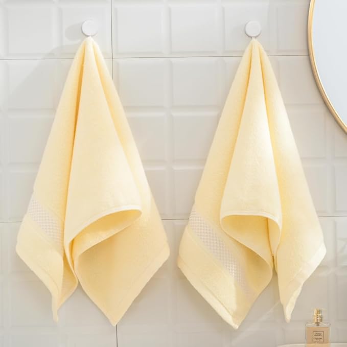 sense gnosis Beige Hand Towel Set of 2 Absorbent 100% Cotton Quick Dry Super Soft Hand Towels for Bathroom 13 X 29 Inches