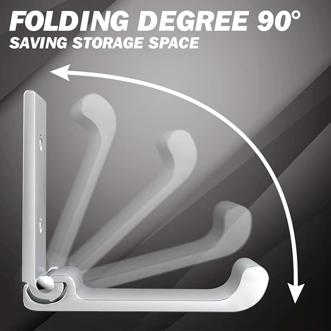 6Pcs 3'' Folding Coat Hooks Silver Foldable Hooks Aluminum Alloy Wall Hooks Headphones Holder Wall Mounted with 12pcs Screws Set for Hanging Coats, Bags, Hat, Towel, Keys