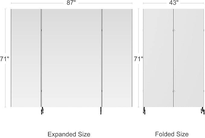 brisafe Full Length Mirror with 360° Wheels, 79"x71" Foldable Floor Mirror with Nano-Tech Shatterproof Film - Ultra-Large Mobile Mirror for Home Gym, Dance Studio & Commercial Spaces (Black)