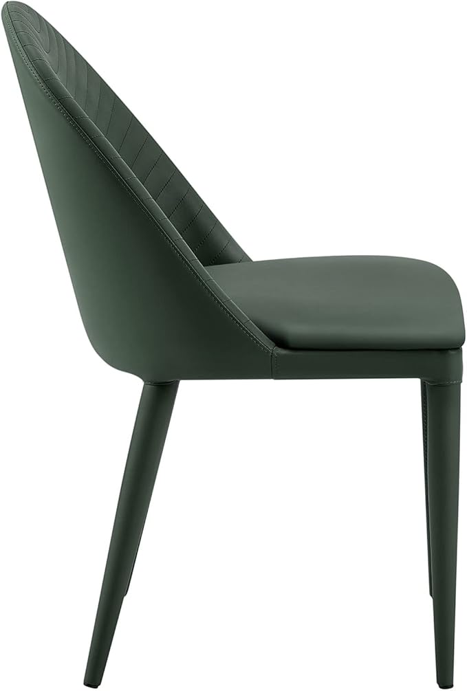 Dining Chairs Set of 2, Modern Full Assembled Faux Leather Kitchen Chairs Upholstered Side Chair with Backrests, Dinner Chairs for Kitchen Dinning Room, Jade Green
