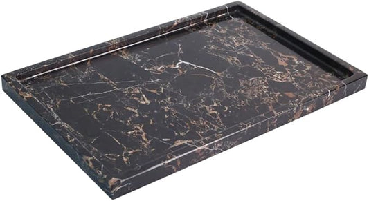 100% Natural Marble Serving Tray Luxury Calaccata Viola Marble Storage Tray for Home Decor Stone Tray for Bathroom/Kitchen/Vanity/Dresser,Plate Holder for Tissues, Candles, Towel