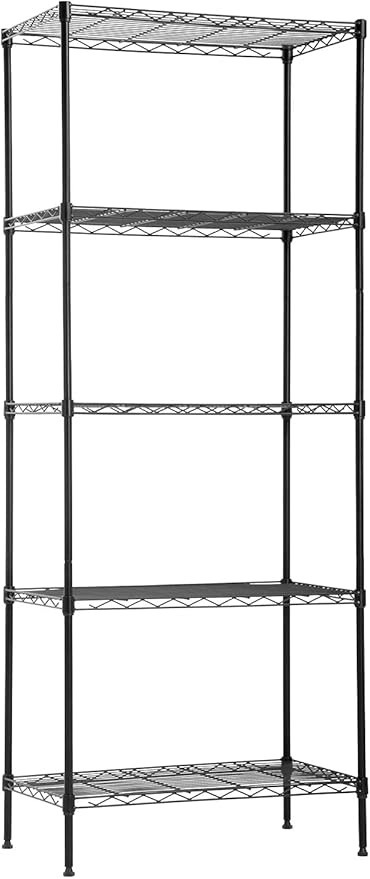 FDW 14Dx24Wx60H Wire Rack 5 Shelf Storage Unit Wire Shelving Unit Metal Shelf Organizer Heavy Duty Certification Commercial Grade Rack Utility for Bathroom Office Kitchen (Black)