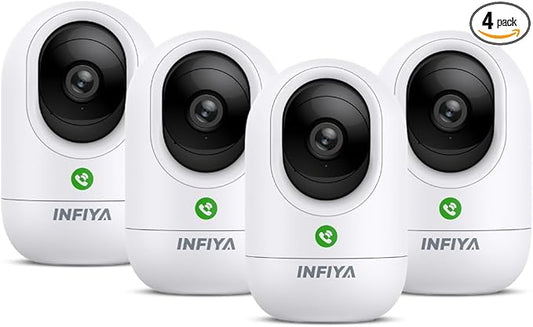 360 Cameras for Home Security-Indoor Camera Monitoring Baby/Nanny with 2K High Resolution & One-Tap Call, 24-7 Local Storage, Compatible with Alexa/Google Home, K7 4Pack (2.4GHz Wi-Fi Only)